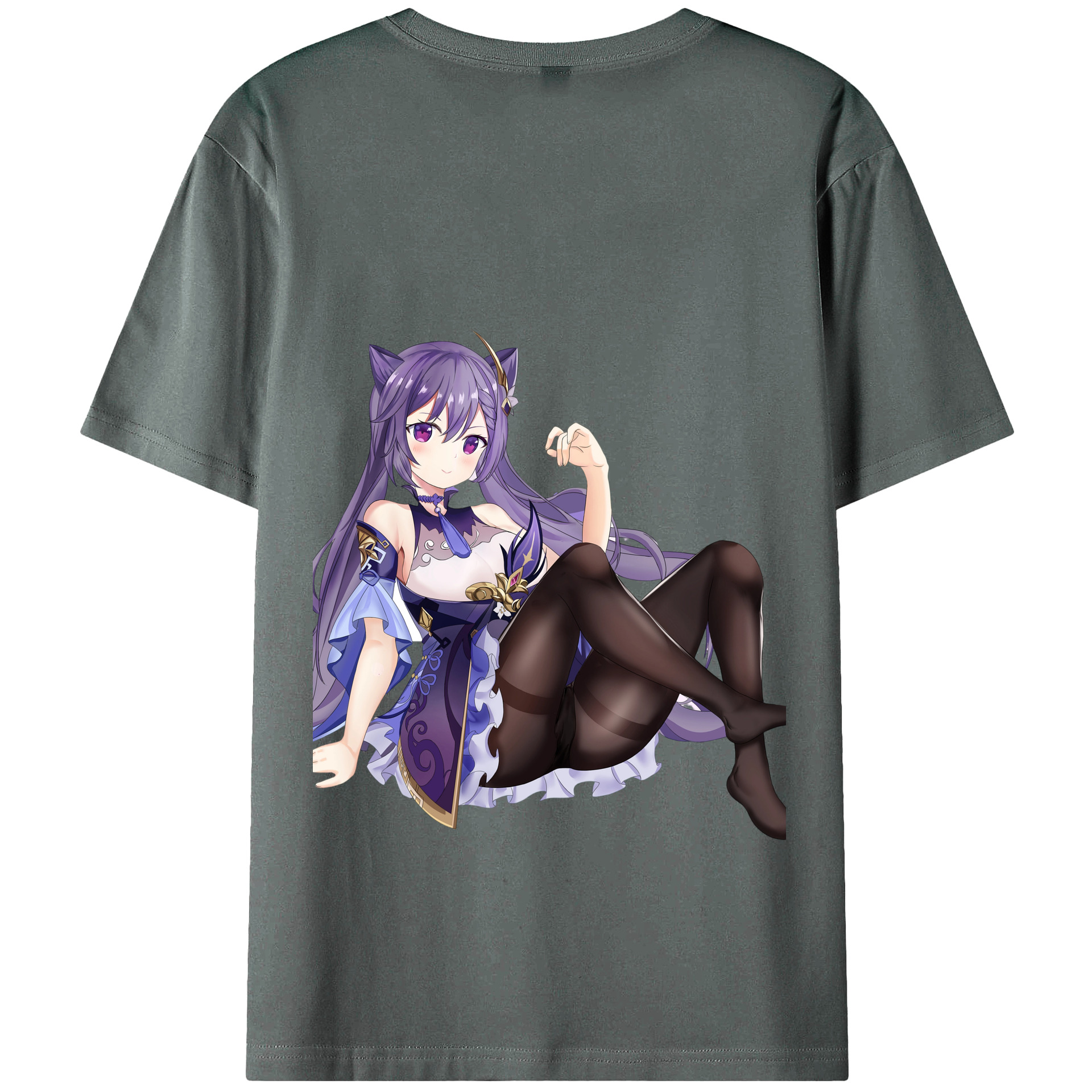 げんし神 刻晴 こくせい genshin Kokusei 綿100％ メンズ半袖Tシャツ（バックプリント） 通気性